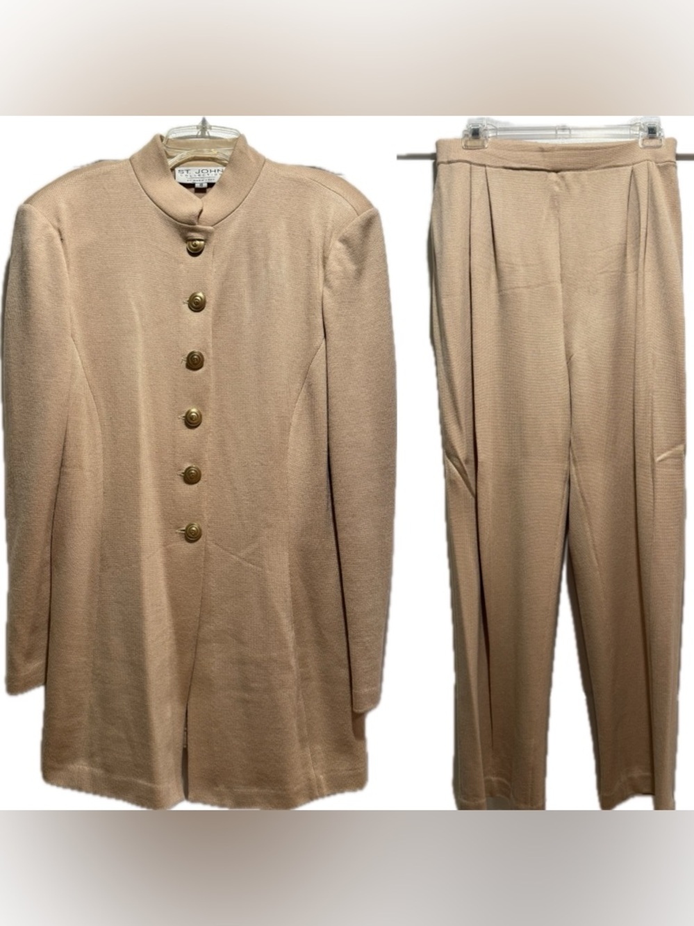 St. John Collection camel fine Santana knit pant suit 10